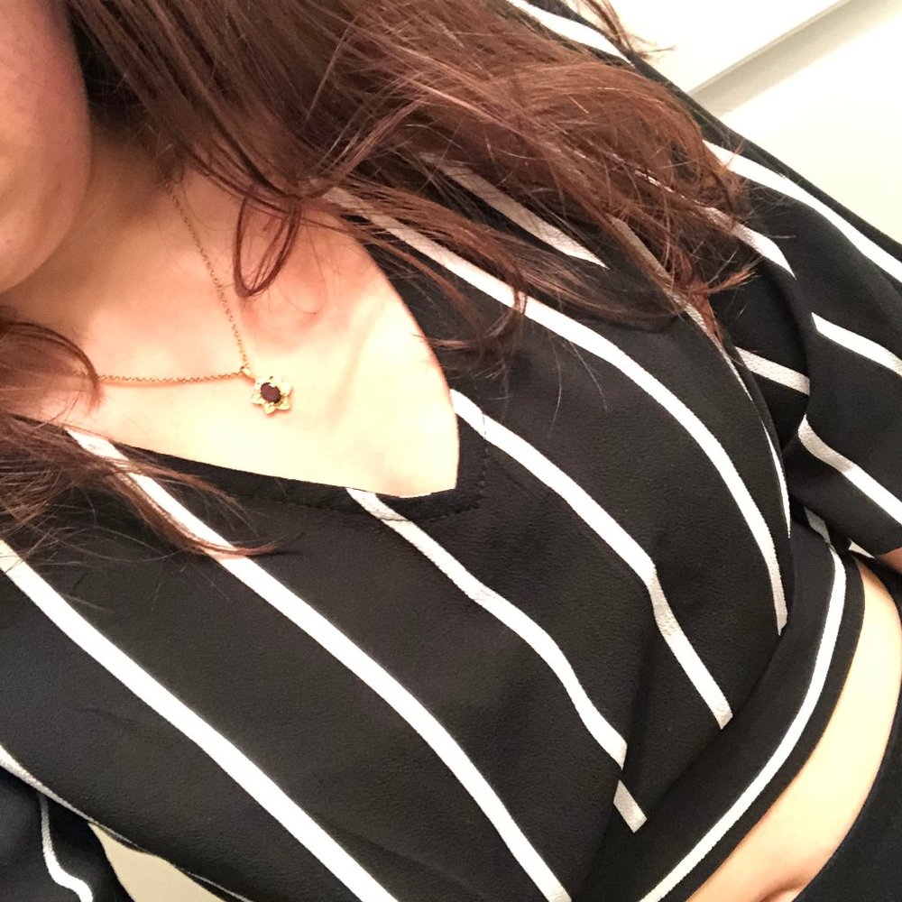 Black and white striped crop top